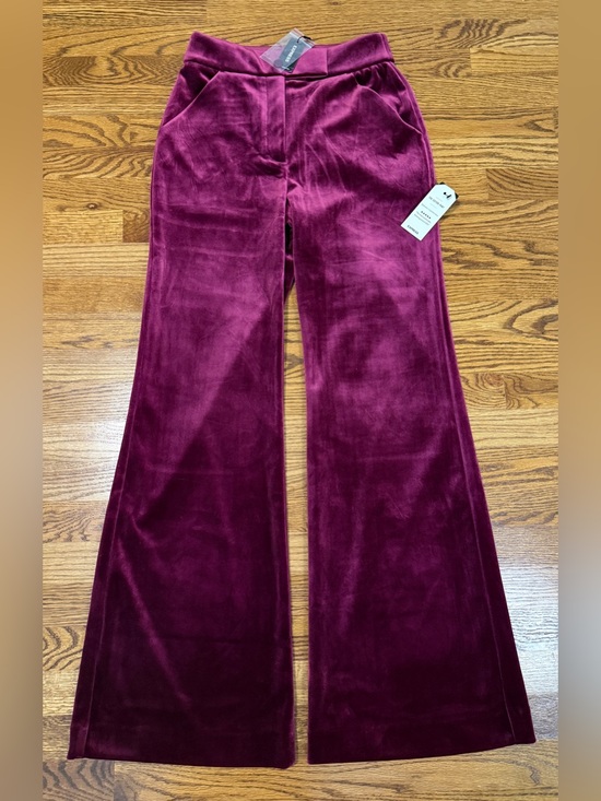 Express Pants - NWT Express The Editor Wide Leg Velvet Trouser Pants Berry Plum Size 4 Regular
